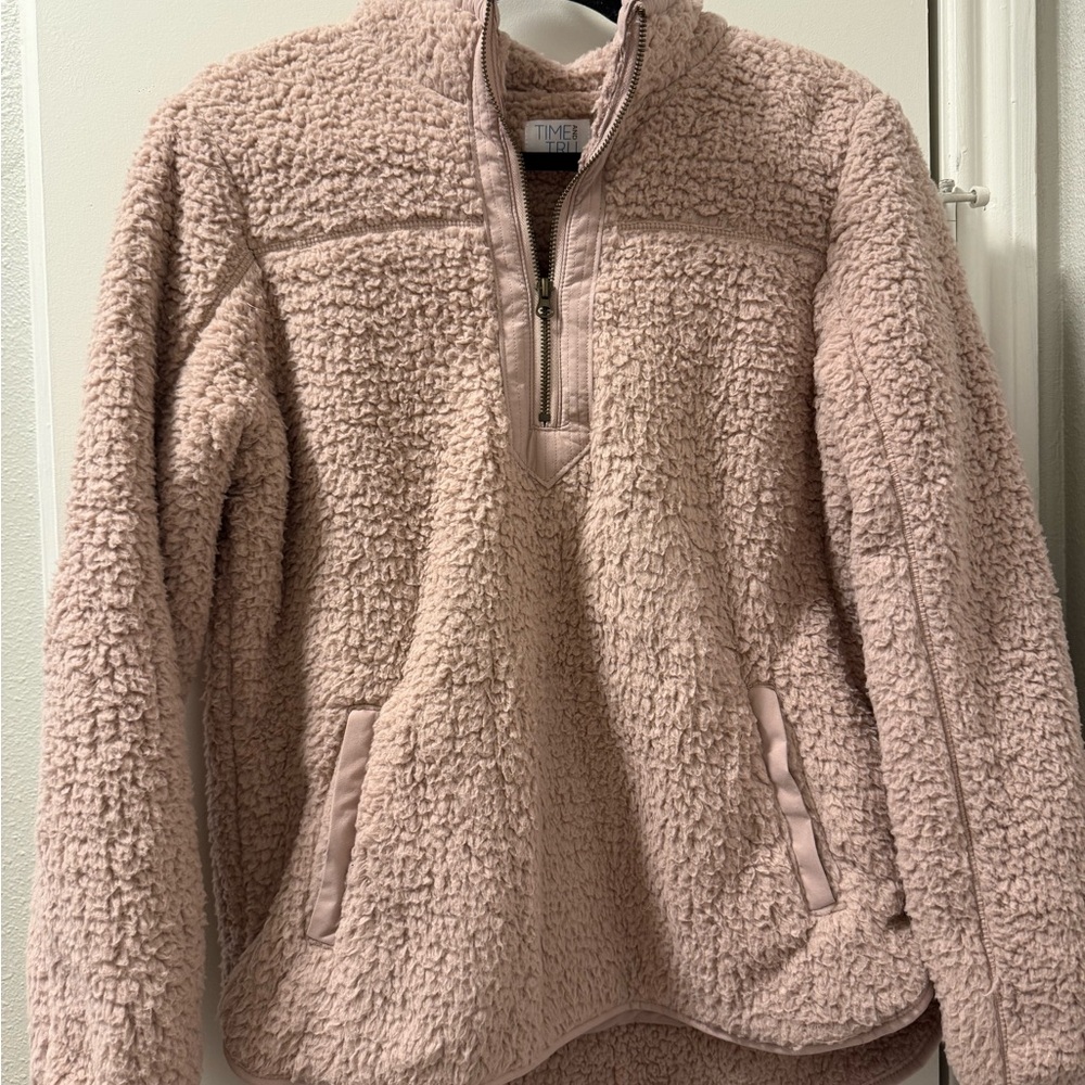 Blush Sherpa Quarter-Zip Pullover